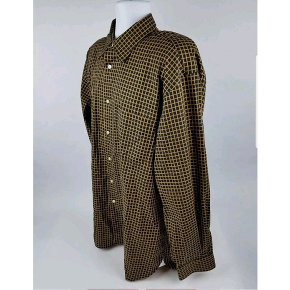 Peter Millar Brown Black Plaid Button Front Shirt - Picture 3 of 6